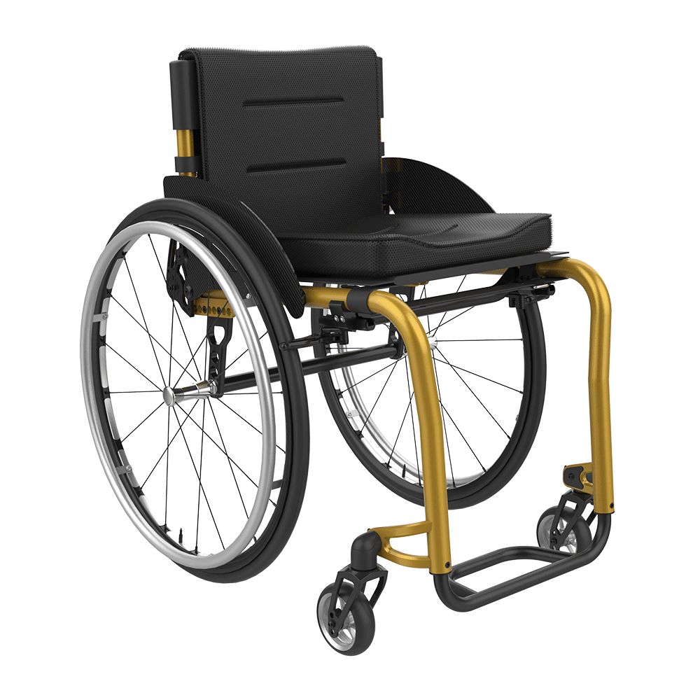 Rehasense | Icon 60 Active Wheelchair | Personalised Comfort and Sporty Experience Gold Front Right