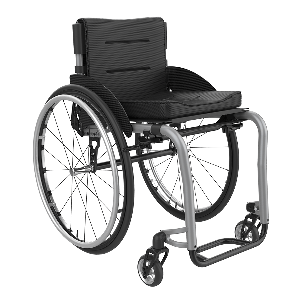 Rehasense | Icon 60 Active Wheelchair | Personalised Comfort and Sporty Experience Silver Front Right
