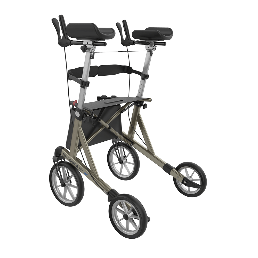 Rehasense | Navigator Air Rollator Range | Rotatable and Comfortable Champagne Back Left