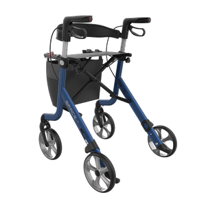 Rehasense | Space LX Rollator | Aluminium Lightweight Rollator with Ergonomic Design and Safety Features Blue Back Left