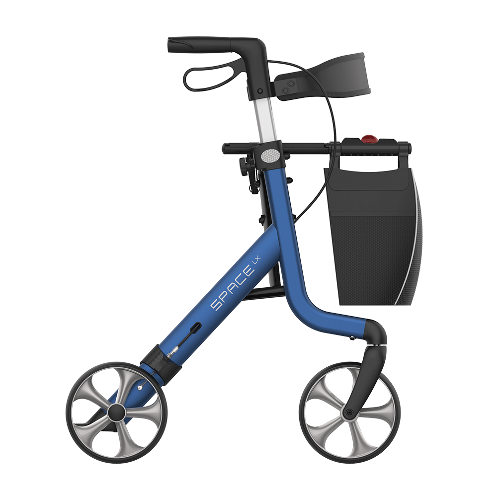 Rehasense | Space LX Rollator | Aluminium Lightweight Rollator with Ergonomic Design and Safety Features Blue Right Side