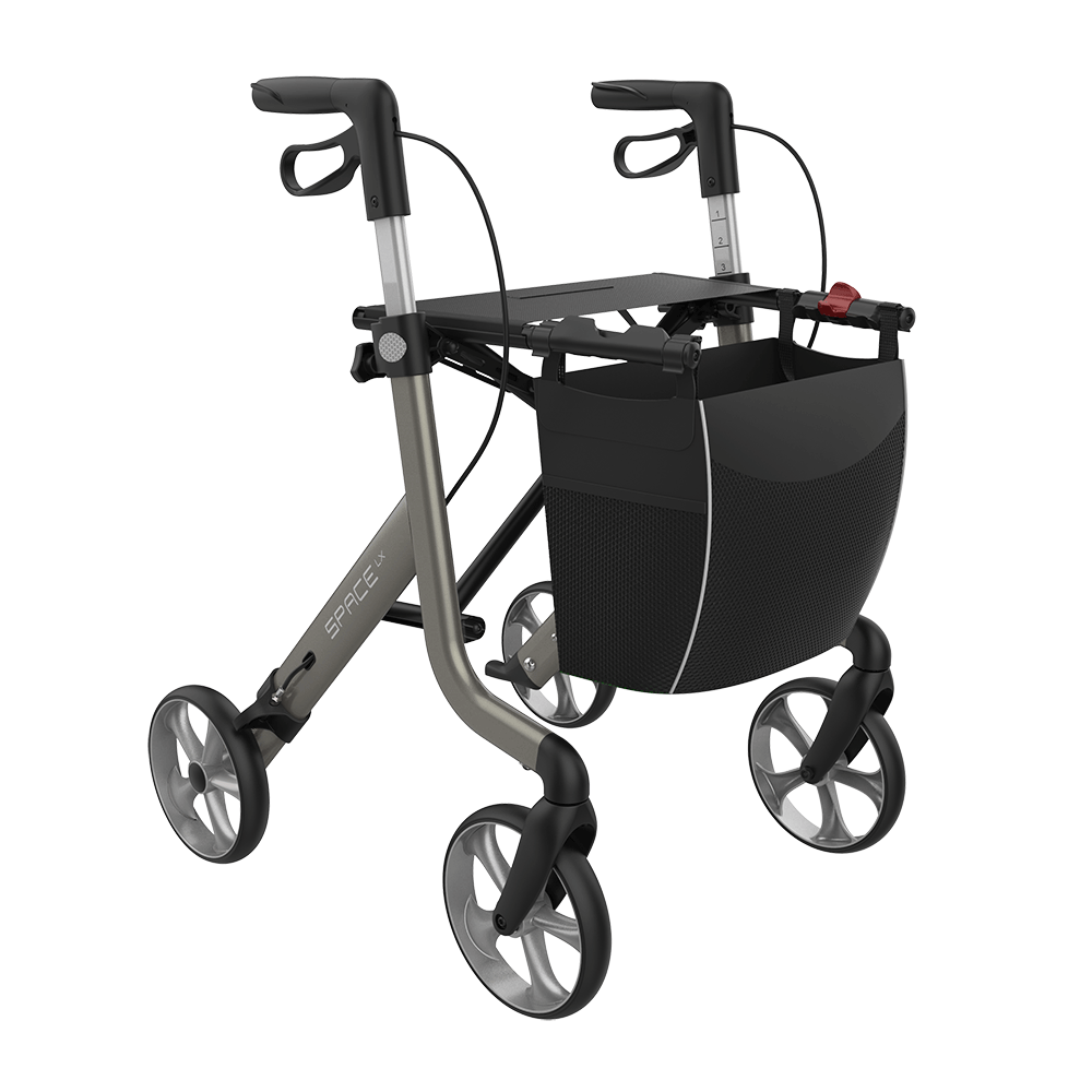 Rehasense | Space LX Rollator | Aluminium Lightweight Rollator with Ergonomic Design and Safety Features Champagne Front Right