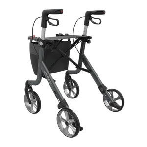 Rehasense | Space LX Rollator | Aluminium Lightweight Rollator with Ergonomic Design and Safety Features Grey Back Left