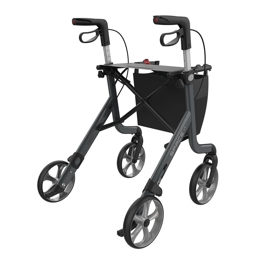 Rehasense | Space LX Rollator | Aluminium Lightweight Rollator with Ergonomic Design and Safety Features Grey Back Right
