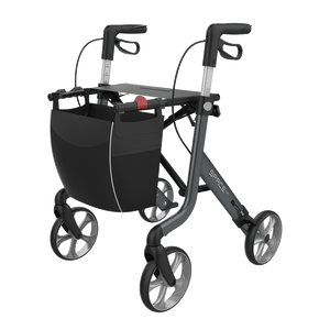 Rehasense | Space LX Rollator | Aluminium Lightweight Rollator with Ergonomic Design and Safety Features Grey Front Left
