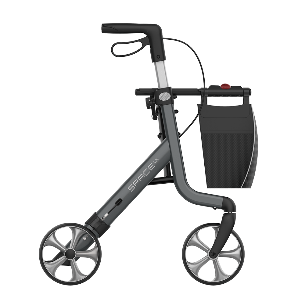 Rehasense | Space LX Rollator | Aluminium Lightweight Rollator with Ergonomic Design and Safety Features Grey Right Side