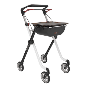 Rehasense | Space Pixel Rollator Range | Premium Indoor Rollator with Convenient Features Black White Front Right