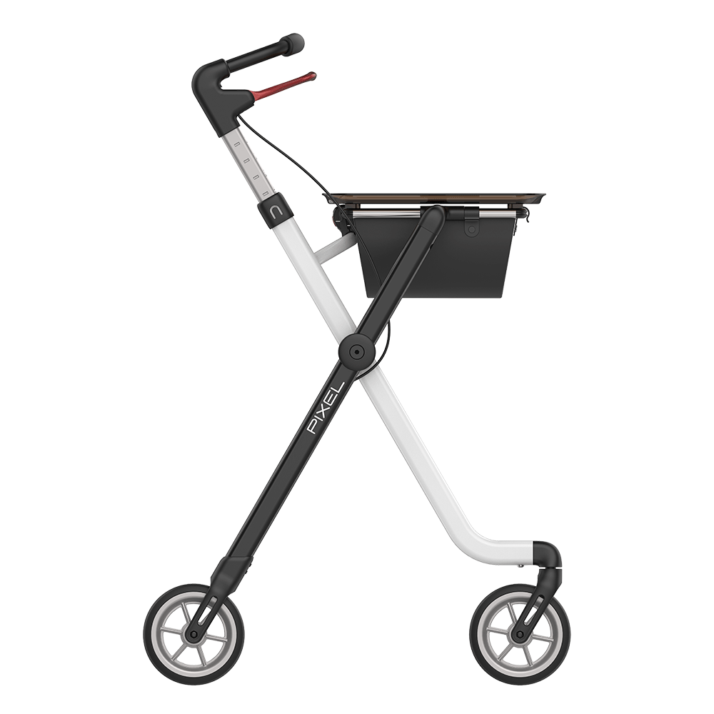Rehasense | Space Pixel Rollator Range | Premium Indoor Rollator with Convenient Features Black White Right Side