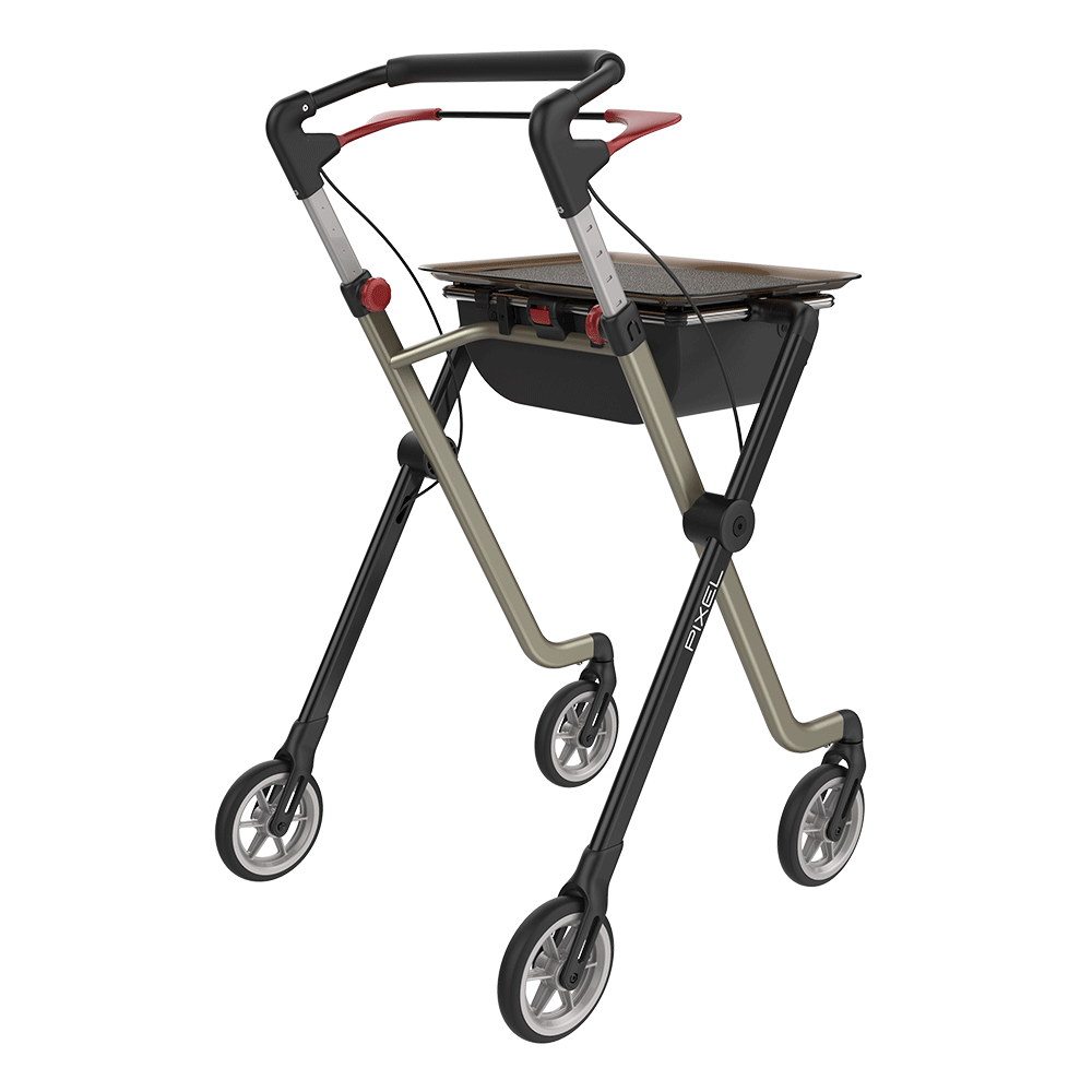 Rehasense | Space Pixel Rollator Range | Premium Indoor Rollator with Convenient Features Champagne Black Back Right