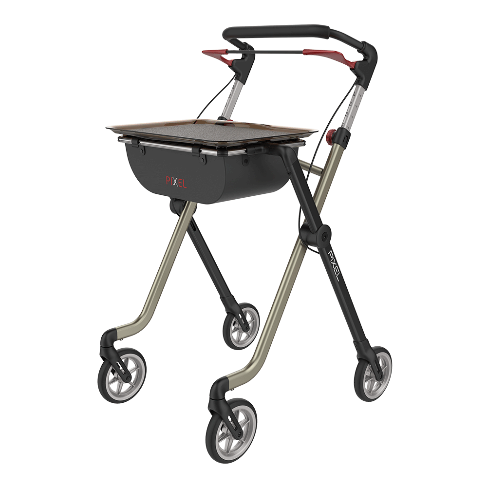 Rehasense | Space Pixel Rollator Range | Premium Indoor Rollator with Convenient Features Champagne Black Front Left