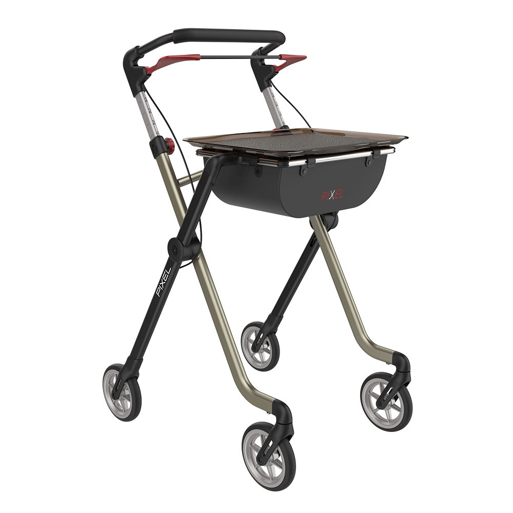 Rehasense | Space Pixel Rollator Range | Premium Indoor Rollator with Convenient Features Champagne Black Front Right