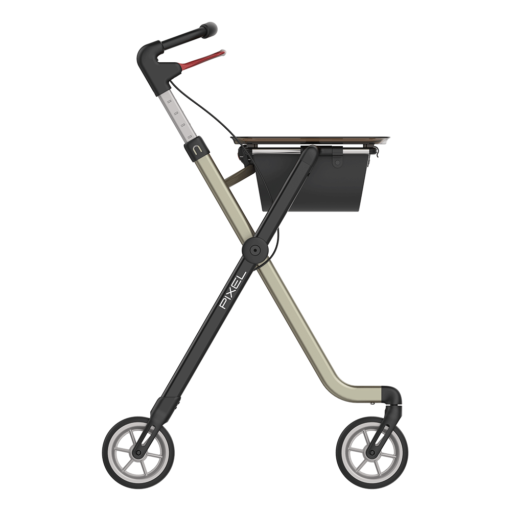 Rehasense | Space Pixel Rollator Range | Premium Indoor Rollator with Convenient Features Champagne Black Right Side