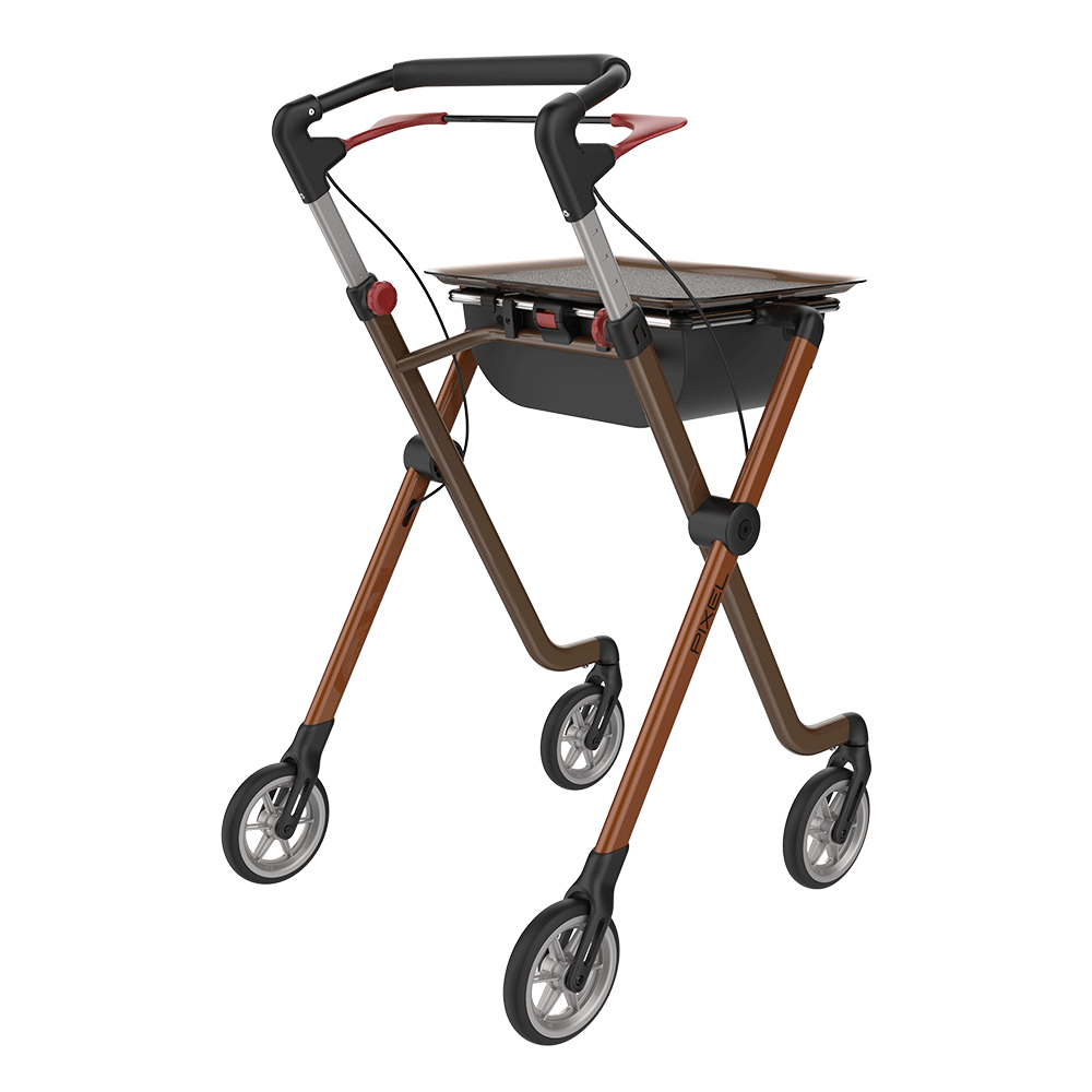 Rehasense | Space Pixel Rollator Range | Premium Indoor Rollator with Convenient Features Toffee Brown Back Right