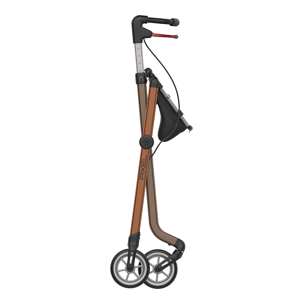 Rehasense | Space Pixel Rollator Range | Premium Indoor Rollator with Convenient Features Toffee Brown Folded