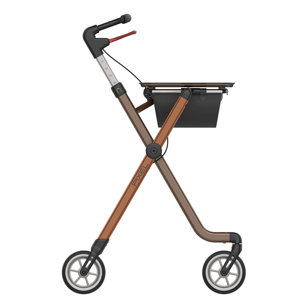 Rehasense | Space Pixel Rollator Range | Premium Indoor Rollator with Convenient Features Toffee Brown Right Side