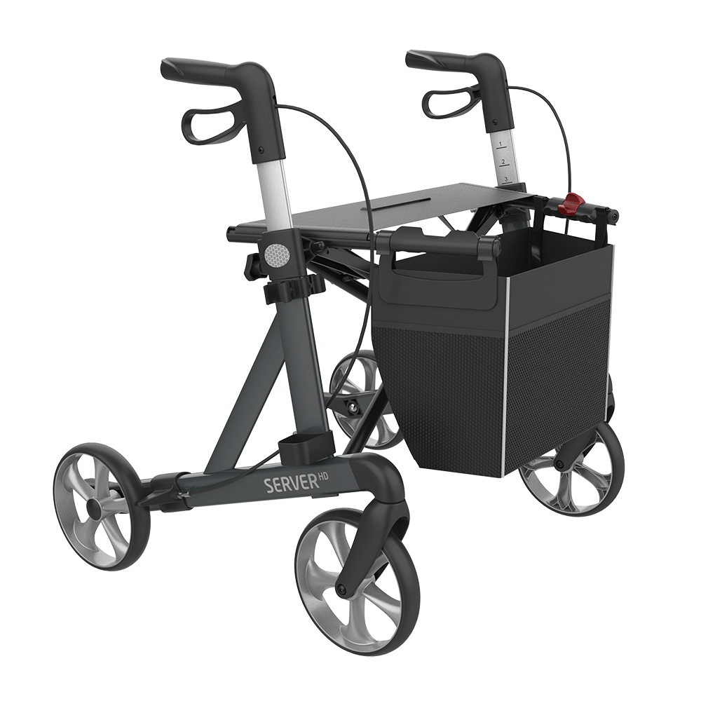 Rehasense | Server HD Rollator Range | Robust Design for Enhanced Safety and Comfort Grey Front Right