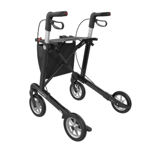 Rehasense | Server Rollator Range | The Elegant Classic Aluminium Rollator with Added Comfort and Accessibility Features Black Back Left