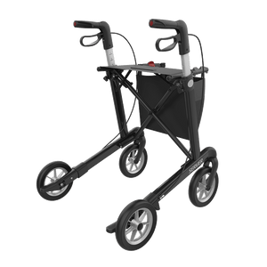 Rehasense | Server Rollator Range | The Elegant Classic Aluminium Rollator with Added Comfort and Accessibility Features Black Back Right