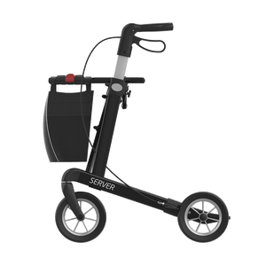Rehasense | Server Rollator Range | The Elegant Classic Aluminium Rollator with Added Comfort and Accessibility Features Black Left Side