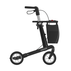 Rehasense | Server Rollator Range | The Elegant Classic Aluminium Rollator with Added Comfort and Accessibility Features Black Right Side