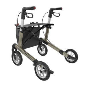 Rehasense | Server Rollator Range | The Elegant Classic Aluminium Rollator with Added Comfort and Accessibility Features Champagne Back Left