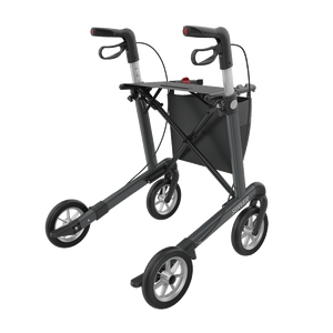 Rehasense | Server Rollator Range | The Elegant Classic Aluminium Rollator with Added Comfort and Accessibility Features Grey Back Right
