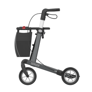 Rehasense | Server Rollator Range | The Elegant Classic Aluminium Rollator with Added Comfort and Accessibility Features Grey Left Side