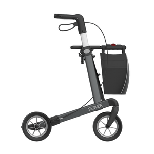 Rehasense | Server Rollator Range | The Elegant Classic Aluminium Rollator with Added Comfort and Accessibility Features Grey Right Side
