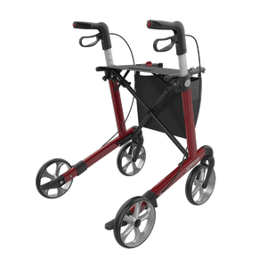 Rehasense | Server Rollator Range | The Elegant Classic Aluminium Rollator with Added Comfort and Accessibility Features Red Back Right
