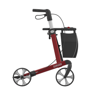 Rehasense | Server Rollator Range | The Elegant Classic Aluminium Rollator with Added Comfort and Accessibility Features Red Right Side