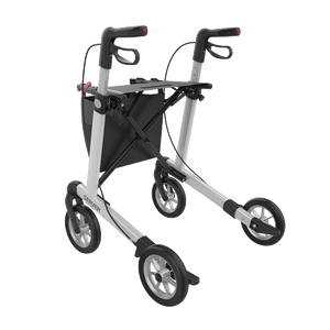 Rehasense | Server Rollator Range | The Elegant Classic Aluminium Rollator with Added Comfort and Accessibility Features White Back Left