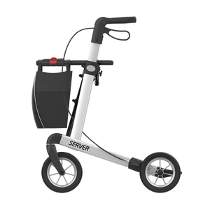 Rehasense | Server Rollator Range | The Elegant Classic Aluminium Rollator with Added Comfort and Accessibility Features White Left Side