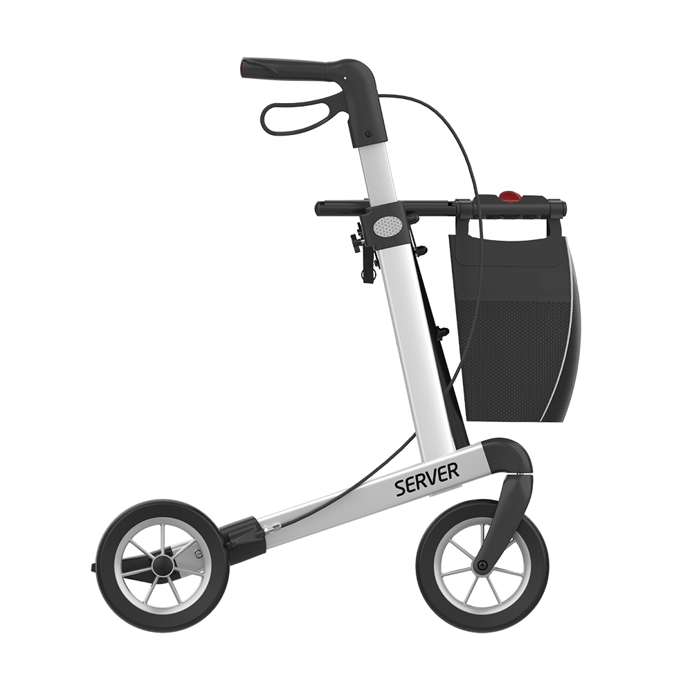 Rehasense | Server Rollator Range | The Elegant Classic Aluminium Rollator with Added Comfort and Accessibility Features White Right Side