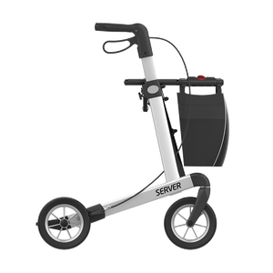 Rehasense | Server Rollator Range | The Elegant Classic Aluminium Rollator with Added Comfort and Accessibility Features White Right Side