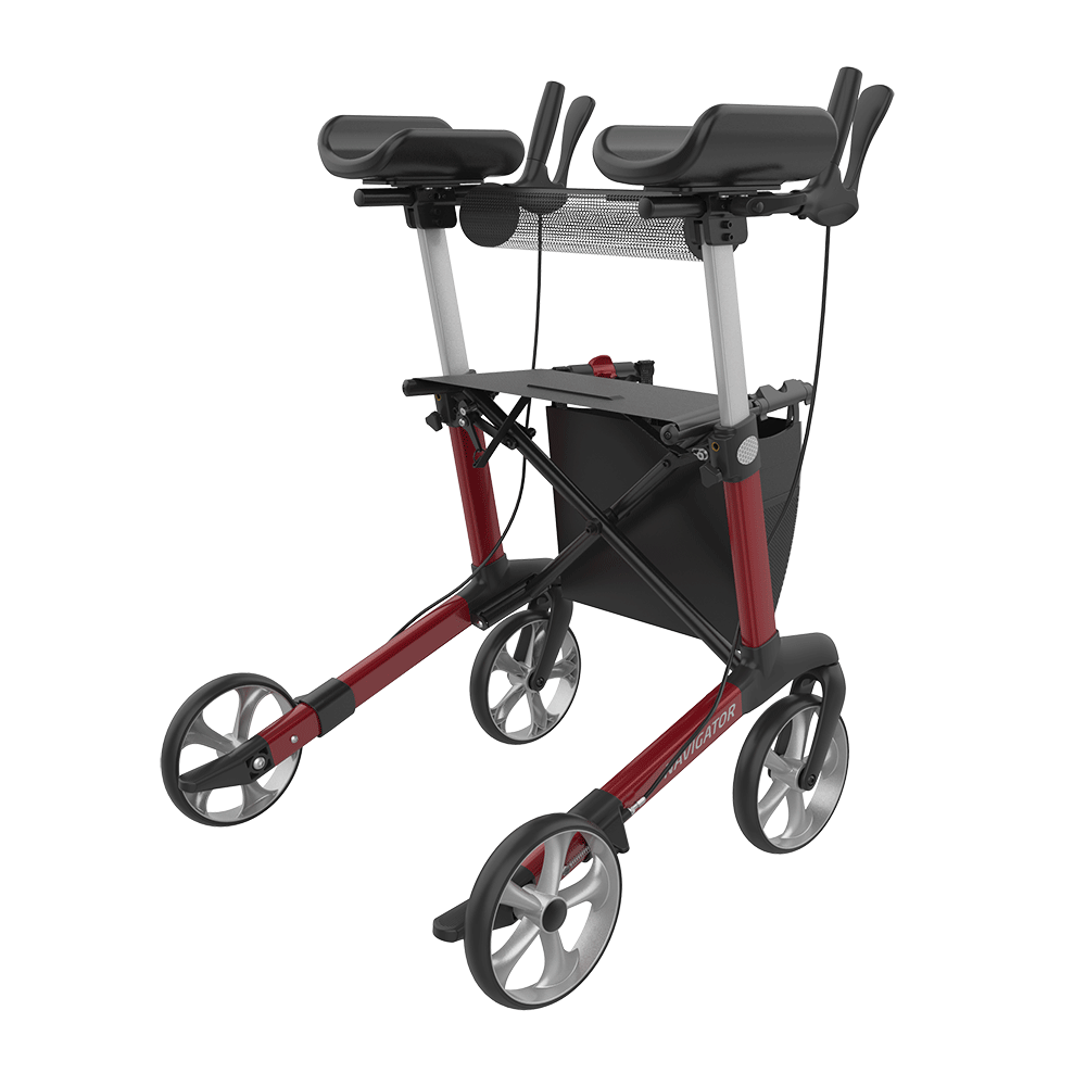 Rehasense | Server W Rollator Range | Navigator with Forearm Supports for Maximum Comfort Red Back Right