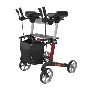 Rehasense | Server W Rollator Range | Navigator with Forearm Supports for Maximum Comfort Red Front Left