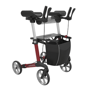Rehasense | Server W Rollator Range | Navigator with Forearm Supports for Maximum Comfort Red Front Right