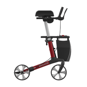 Rehasense | Server W Rollator Range | Navigator with Forearm Supports for Maximum Comfort Red Right Side