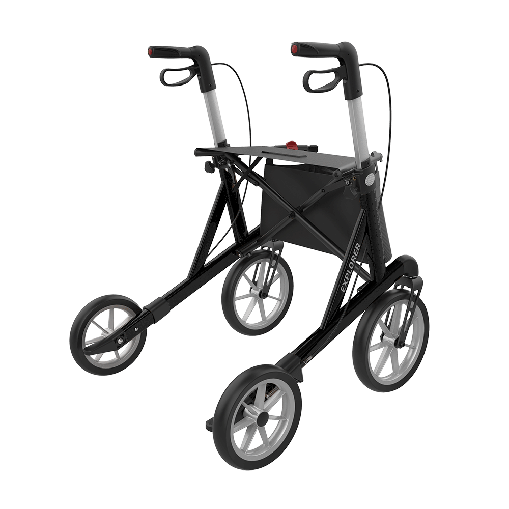 Rehasense | Server XC Explorer Rollator Range | Foldable Rollator with Ergonomic Features for Maximum Comfort Black Back Right