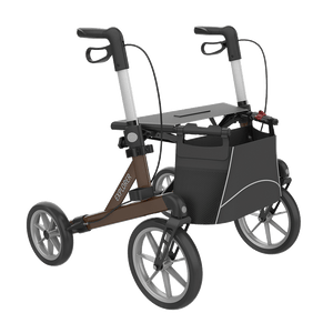 Rehasense | Server XC Explorer Rollator Range | Foldable Rollator with Ergonomic Features for Maximum Comfort Brown Front Right