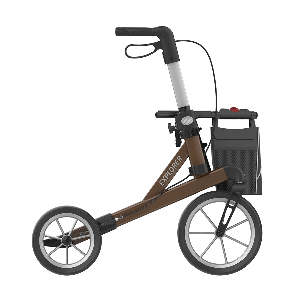 Rehasense | Server XC Explorer Rollator Range | Foldable Rollator with Ergonomic Features for Maximum Comfort Brown Right Side