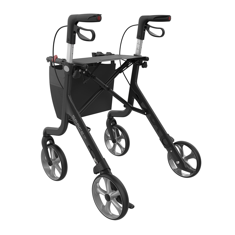 Rehasense | Space CF Rollator Range | Elegant Carbon Rollator | Enhanced Comfort and Lightweight Design Back Left