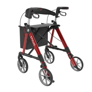 Rehasense | Stylus Rollator Range | Cost-Effective Mobility Solution with Backrest and Crutch Holder Red Back Left