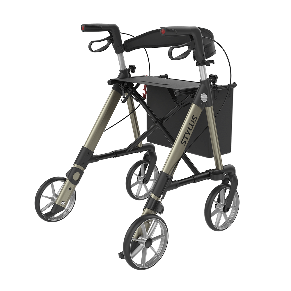Rehasense | Stylus Rollator Range | Cost-Effective Mobility Solution with Backrest and Crutch Holder Champagne Back Right