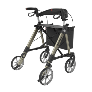Rehasense | Stylus Rollator Range | Cost-Effective Mobility Solution with Backrest and Crutch Holder Champagne Back Right