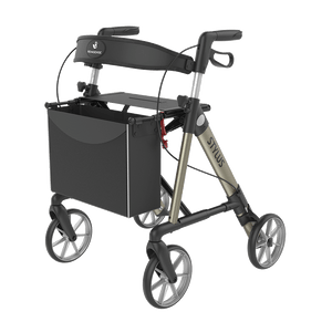 Rehasense | Stylus Rollator Range | Cost-Effective Mobility Solution with Backrest and Crutch Holder Champagne Front Left