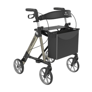 Rehasense | Stylus Rollator Range | Cost-Effective Mobility Solution with Backrest and Crutch Holder Champagne Front Right