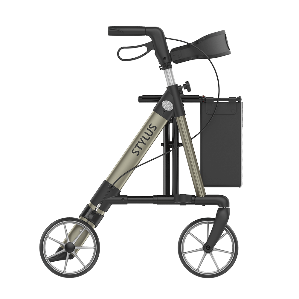 Rehasense | Stylus Rollator Range | Cost-Effective Mobility Solution with Backrest and Crutch Holder Champagne Right Side