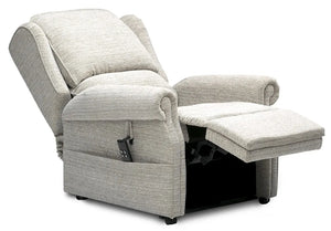 Repose Olympia Rise and Recline Armchair reclined. With Duel Motor or Tilt in Space Riser. Recliner Chair for Elderly, Bariatric and Disabled