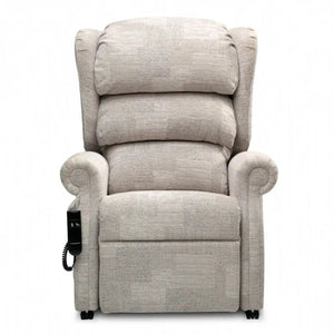 Repose Remini Rise and Recline Armchair front view. Duel Motor or Tilt in Space Riser Recliner Chair for Elderly, Bariatric and Disabled